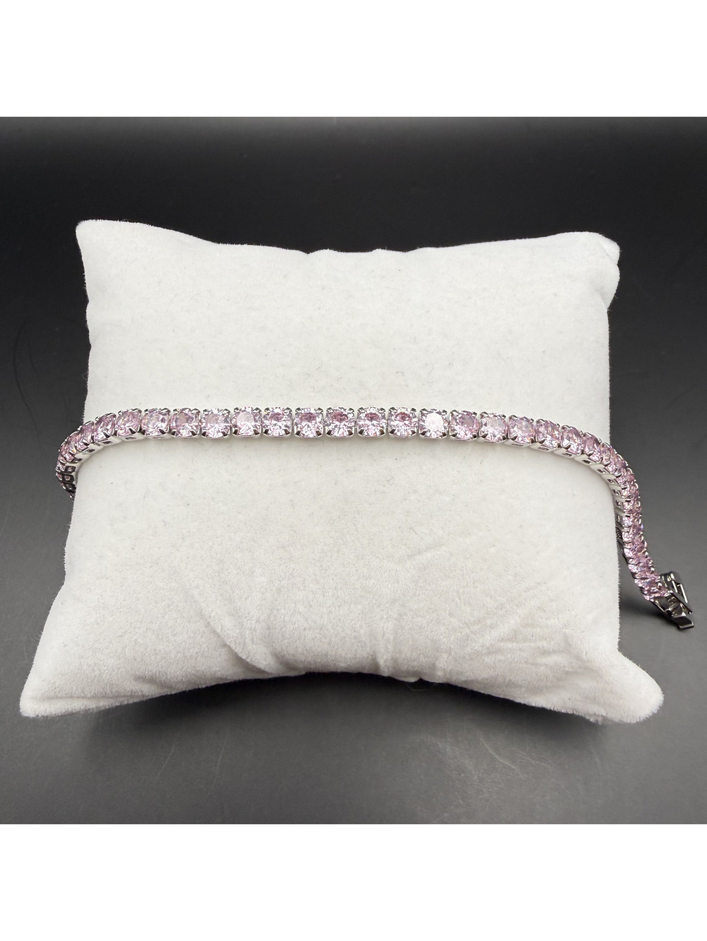 candy+clover baby pink silver tone tennis bracelet
